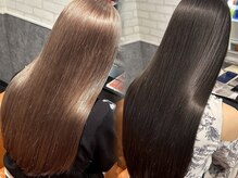 《髪質補修カラー》パサつきの原因は水分量の低下に。たっぷり水分を補給しうるおいのある艶髪へ