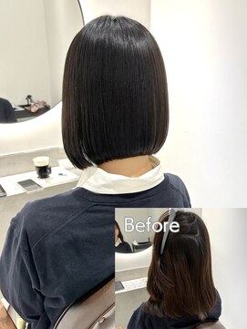 エンバイユアーズ 飯田橋店(eN° by youres) 前下がりボブ 髪質改善ストレート 黒髪ボブ ミニボブ 縮毛矯正
