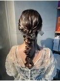 【ローポニーテール】結婚式銀座お団子カチモリタイトヘアセット