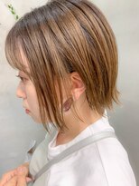 テトヘアー(teto hair)&nbsp;ミルクティベージュ、ブロンドベージュ、外ハネボブ、前下がり
