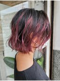 グラデーション×ピンクレッド/30代/40代/50代/デザインカラー