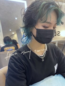 アトモスサニーテラス(Atmos sunny terrace) perm×インナーカラー×ウルフヘア
