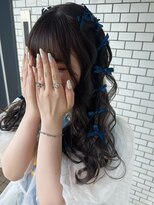 編み込み　巻き髪　イベントヘア　ライブヘア　リボン　推し活