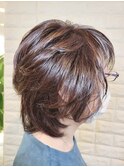 ショートレイヤー×パーマ×ハイライト/30代40代50代60代