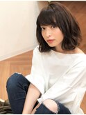 +animo大沢+斜めバングショコラブラウン☆ウェーブミディアムS