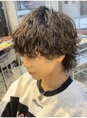 マッシュウルフ波巻きスパイラルパーマシャドウ緩めルーズ色気
