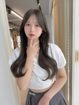 カシュカシュ 表参道(cache cache) なついろみんとワンホンシースルーバングロングオリーブアッシュ