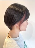 愛され丸みショートボブイヤリングカラーピンク