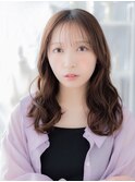 シースルーバング/ミディアムレイヤー/ブラウン/20代/30代/40代g