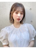 インナーカラーボブ×シースルー　大人可愛いボブ　外ハネ
