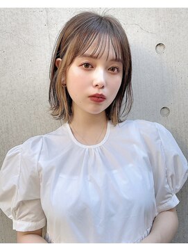 ミンクス 青山店(MINX) インナーカラーボブ×シースルー　大人可愛いボブ　外ハネ