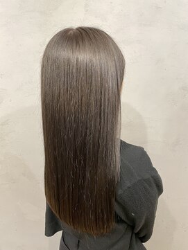 ルプスヘア(L.p.s hair) グレー×オリーブ　ナチュラルセミロング