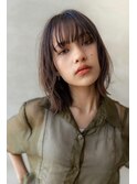 大人かわいい前髪セシルカットココアブラウンフリンジウェーブ