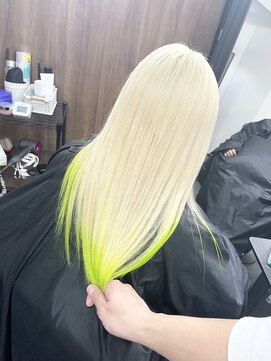 いろあそび 八王子 ブロンド×ライムグリーン