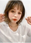 前髪アンブレラカラーこなれミディイメチェンウェーブパーマ