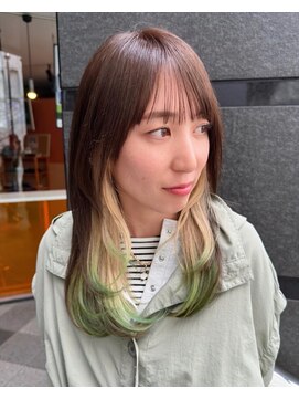 マーシアバイアルティナ 蒲田店(Marcia by artina) エンドカラーグリーン_イヤリングカラー_フェイスフレーミング