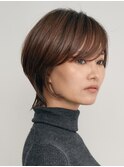 表参道白髪ぼかしウルフショートカットベージュアッシュ30代40代