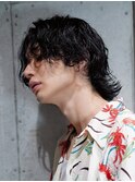 men'sグランジフェザーパーマサイドシルエット
