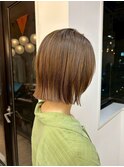 ココアベージュ/バーガンディ/ショート/髪質改善/縮毛矯正/札幌