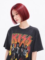 キャロル(CAROL)&nbsp;韓国ボブ×レッドカラー｜切りっぱなしボブ