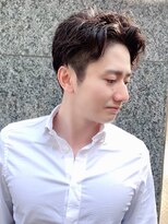 ヘアーアンドメイク エイダ(hair&make eida) メンズアッシュパーマスパショートかき上げヘア20代30代