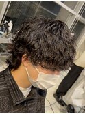 波巻きパーマメンズマッシュウルフツイストスパイラルパーマ