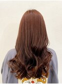 『関口』ロングウェーブ/オレンジブラウン/韓国スタイル