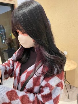 スニュウ(snuw) インナーカラー/黒髪/ピンクカラー