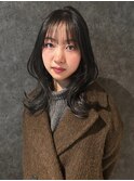 福井韓国くびれヘアレイヤーカットシースルーバングぱっつん学生