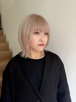 原宿ミルクティーベージュグレージュミディアムウルフレイヤー〇