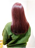 Say.イメチェンミディアムロングワインレッド美髪ワイドバング