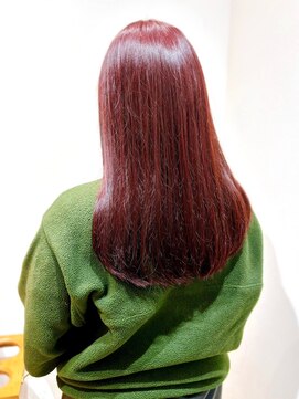 セイドット リー(Say. Ree) Say.イメチェンミディアムロングワインレッド美髪ワイドバング