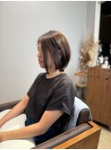 チャコールモードボブ　髪質改善チャコールグレー　ハッシュボブ