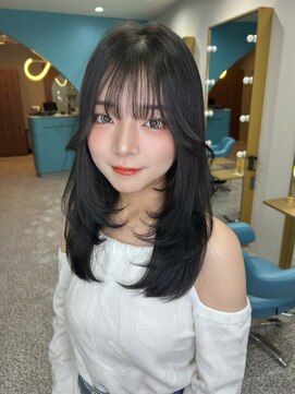 ボタン 熊本(VOTAN) 透ける暗髪/レイヤーカット/顔まわり/韓国ヘア/熊本美容室