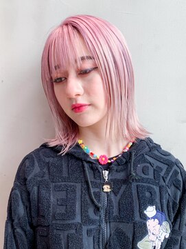 アルバム 銀座(ALBUM GINZA) ピンクベージュ_マロンベージュAラインボブかきあげロング_38518