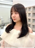 大人かわいいオリーブベージュ前髪カット顔まわりレイヤー