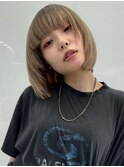xブリーチ/イメチェン/ホワイトブロンド/外ハネボブ/美髪/
