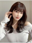 暗髪も出せるこなれ感！フェイスレイヤー×ナチュラルセミロング