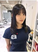 ミディアムレイヤー/髪質改善酸性ストレート/美髪/暗髪カラー