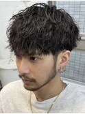 天神メンズパーマツイストスパイラルパーマ波巻きパーマツイスパ