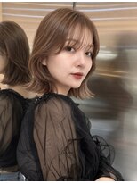 シー バイ ロンド 新宿(Sea by Lond)&nbsp;ワンホンレイヤ ー×ダークブルー[デジタルパーマ/ボブ/韓国]