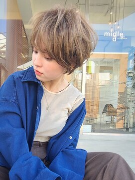 グロウミドル(GROW middle) グレージュ×マッシュショートこなれヘア　野村恵子