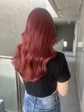 ガルボ ヘアー(garbo hair) 赤髪　カシスレッド　ワインレッド　ガルボヘアー　韓国カラー