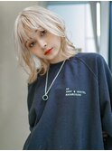 【GEEKS渋谷】ブロンドウルフ/ホワイトブリーチ伸ばしかけロング