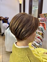 ヘアアーク(HAIR arc)&nbsp;ショートボブ#前下がり#サンドベージュ#ひし形#くびれかわいい