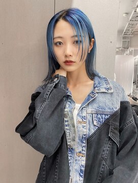 ジェム(GEM) ブルーカラー/細みハイライト/ホワイトブロンド/ボブ★86