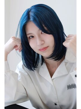 ステラ ヘア デザイン サロン(STELLA hair design salon) レイヤーボブのアクアブルーカラー Y