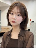 マロンベージュ大人くびれボブ巻ける縮毛矯正