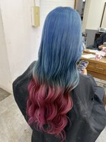 アジールヘア 北千住駅西口店(agir hair)&nbsp;ツートーンデザインカラーブルーピンク ハイトーン 北千住