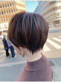 ba2600透明感マニッシュショートネイビーカラーフレンチボブ